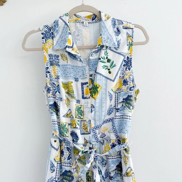 J.Crew Factory Collared Patchwork Beachy Tiered Cotton Midi Dress - Picture 4 of 8